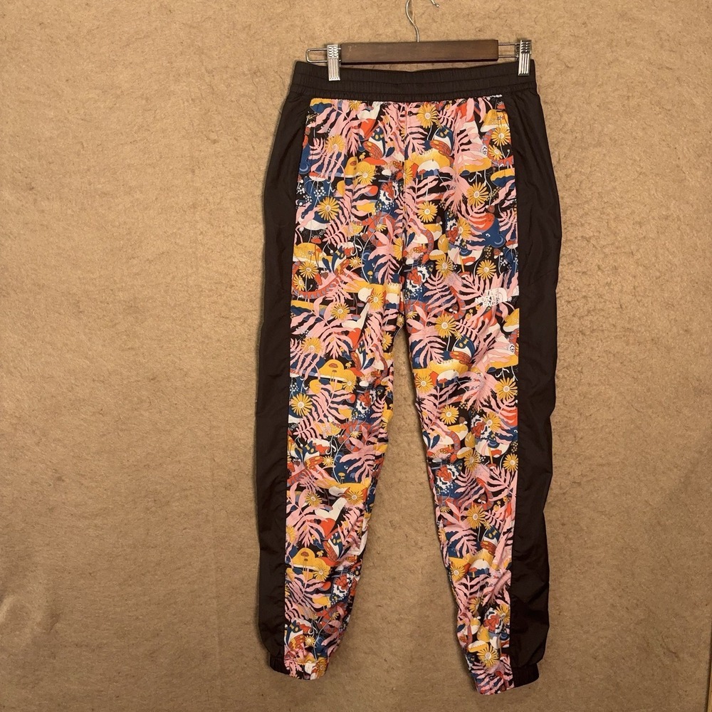 North Face Windwall Hydrenaline Joggers Womens Sz S‎ Black Lined Floral Pockets